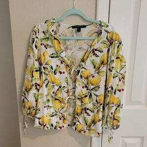 Marc New York Lemon Tie Front Blouse